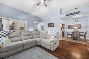 Living area with vaulted ceilings at a VA approved condo near Summerlin in Las Vegas, Nevada