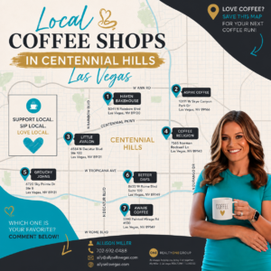 Map of local coffee shops in Centennial Hills and Northwest Las Vegas